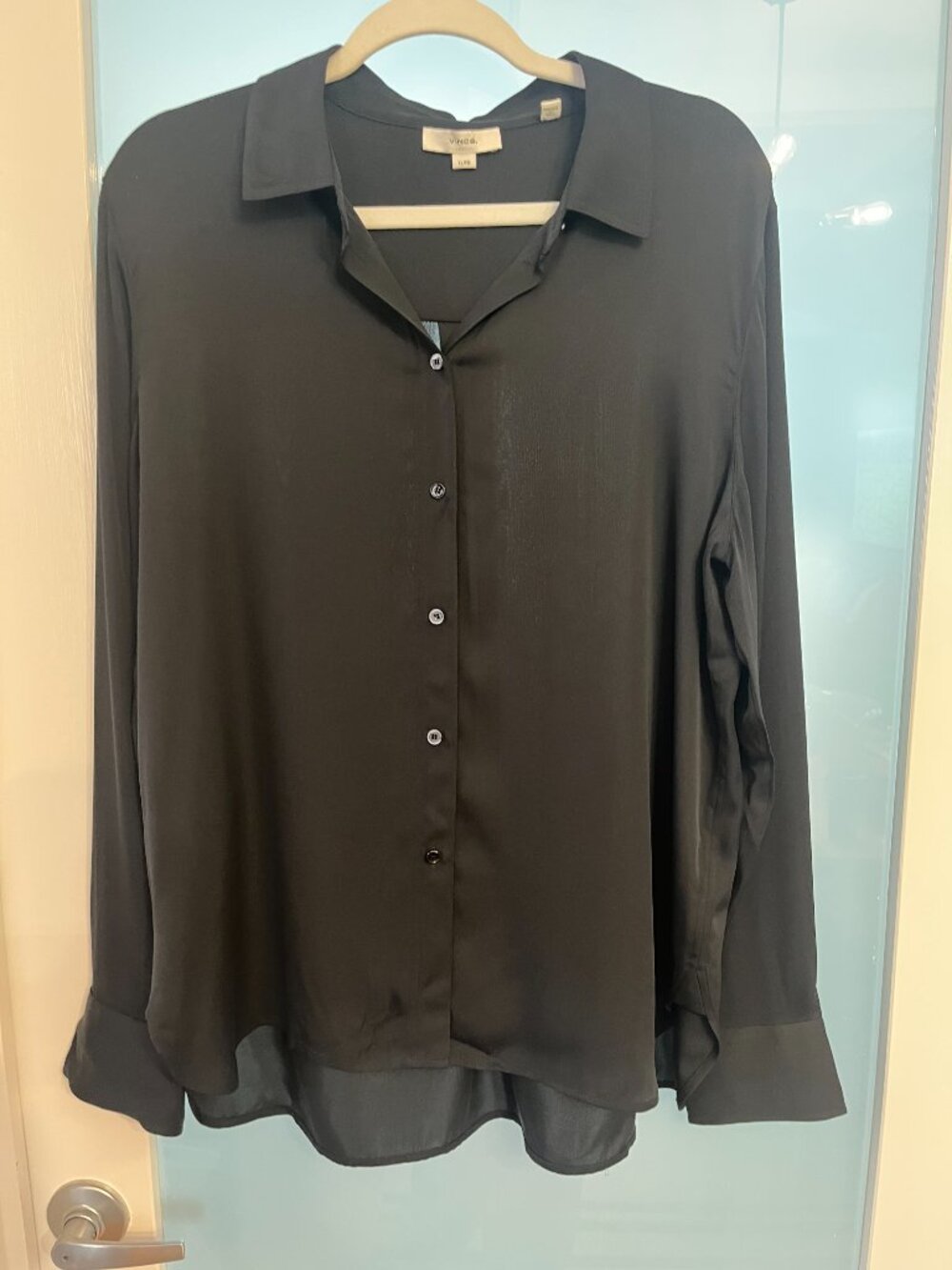 Vince - Stretch Silk Button Front Blouse XL
